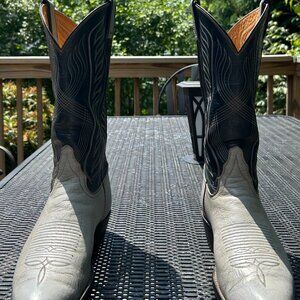Tony Lama Grey/Blue Antelope Cowboy Boots 9 D